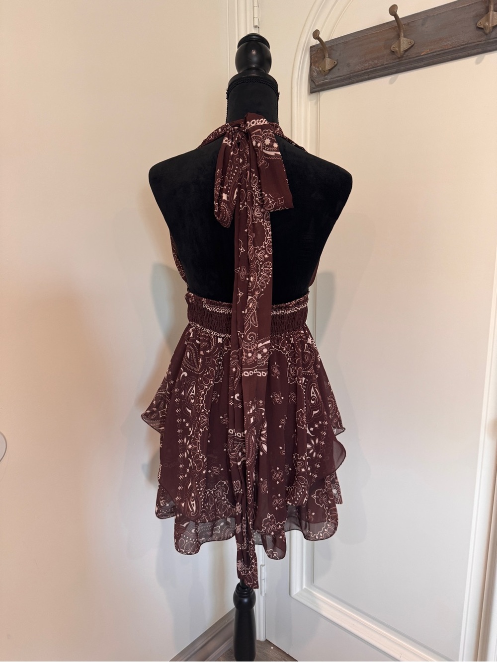 Lovers + Friends Burgundy Paisley Halter Mini Dress - Deep Wine - Picture 3 of 5